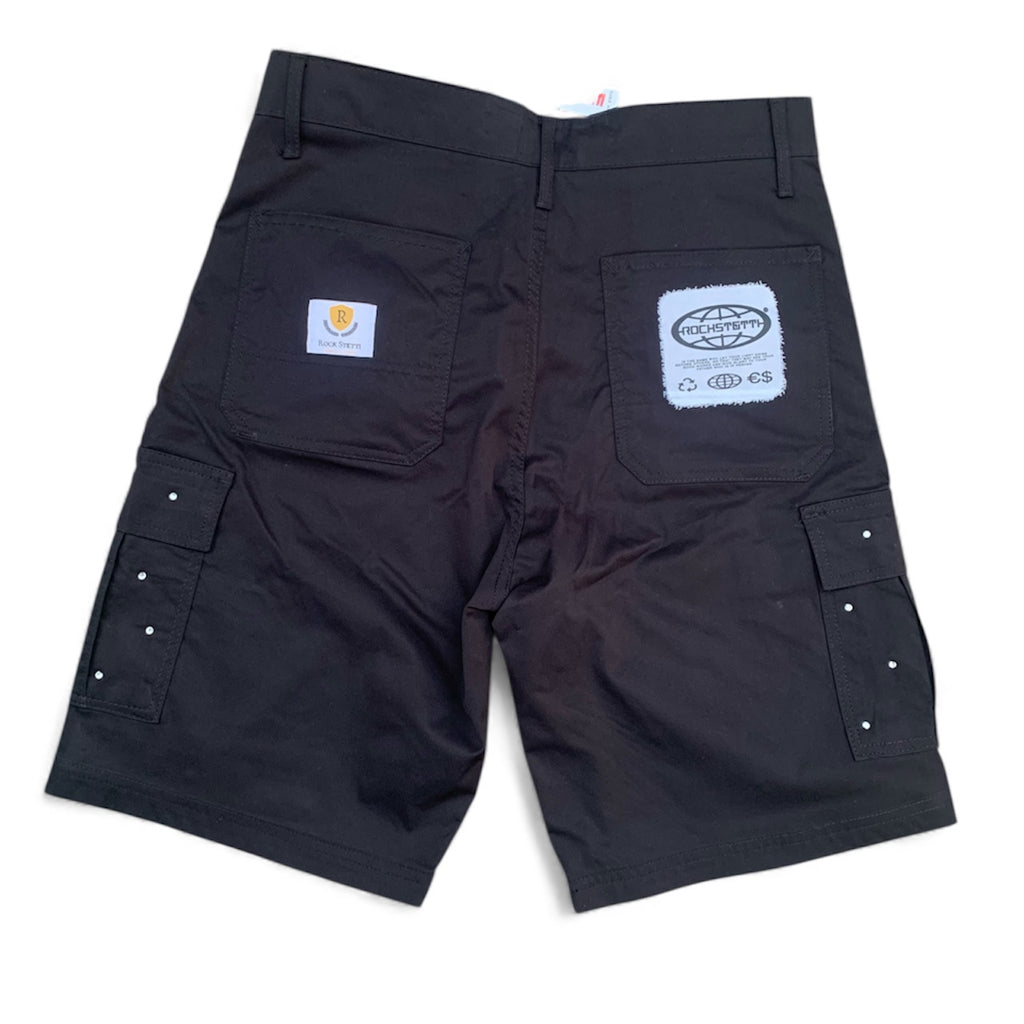 Black Rhinestones Cargo Shorts