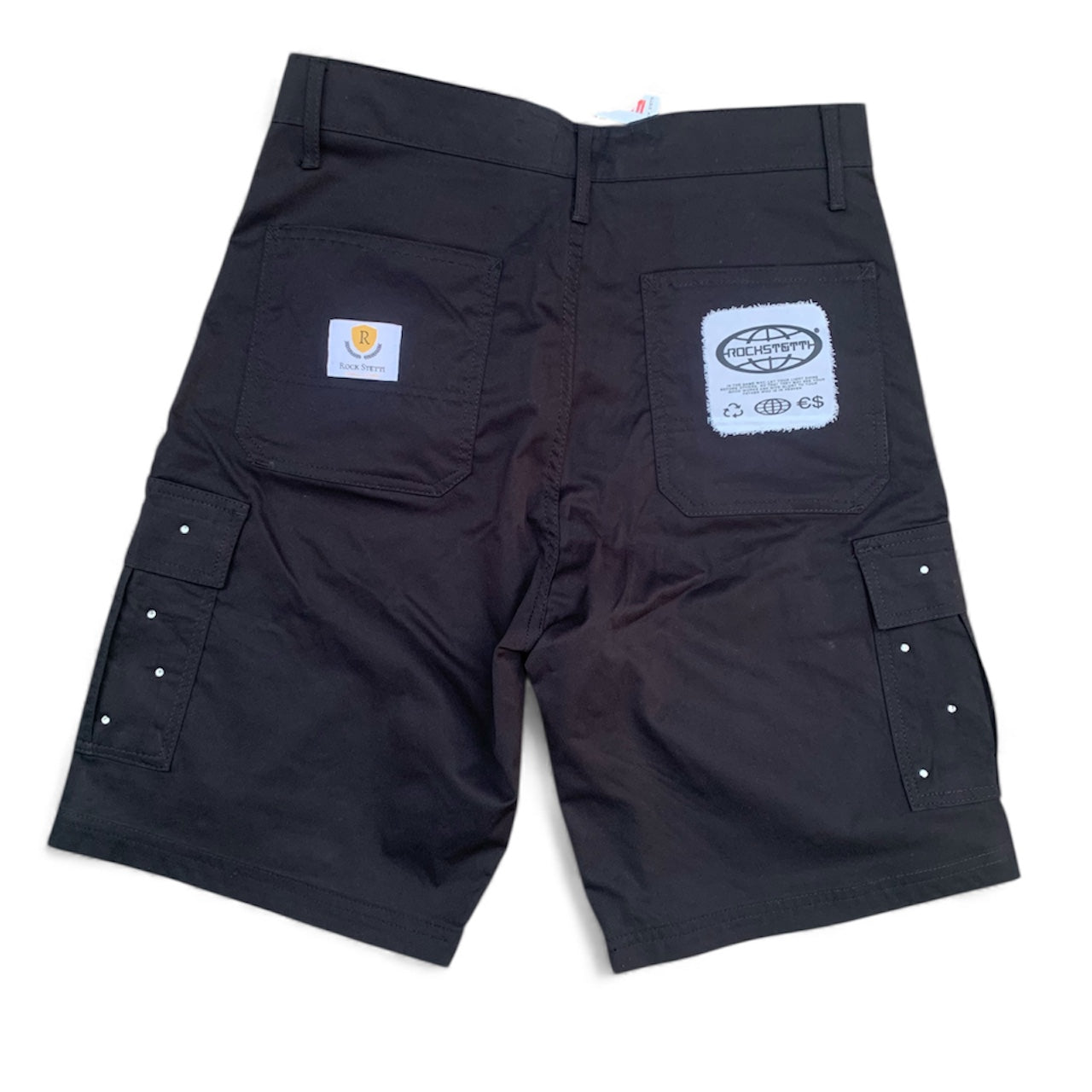 Black Rhinestones Cargo Shorts